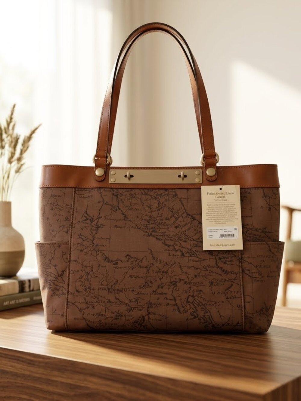 Patricia Nash Patina Ria Coated Canvas Tote Riot Rust handbag purse NWT